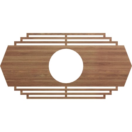 Ekena Millwork Chrysler Wood Fretwork Pierced Ceiling Medallion, Walnut, 38"W x 19"H x 10"ID x 3/8"T CMWP38X19X0375CSWA